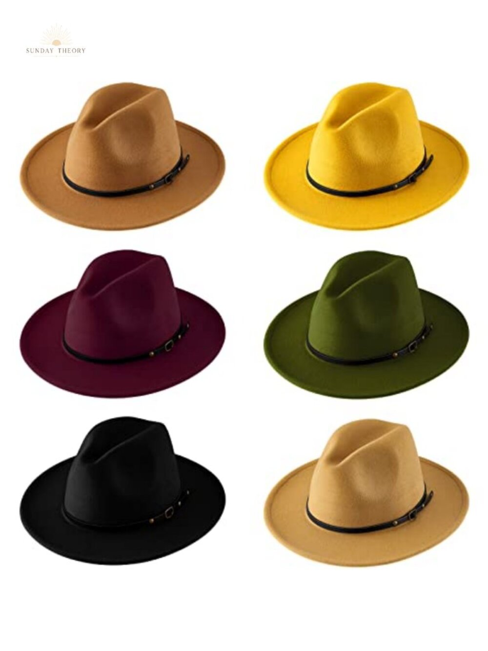 6 Pack Fedora Hats for Women Men Wide Brim Cotton Felt Retro